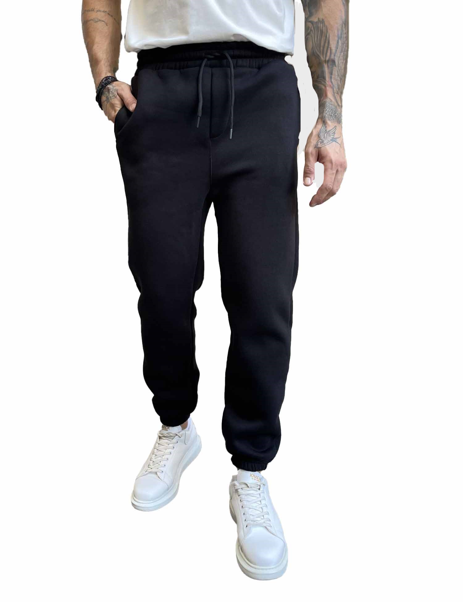 Ανδρικό μαύρο παντελόνι φόρμας με λάστιχο ES26001 φωτογραφία